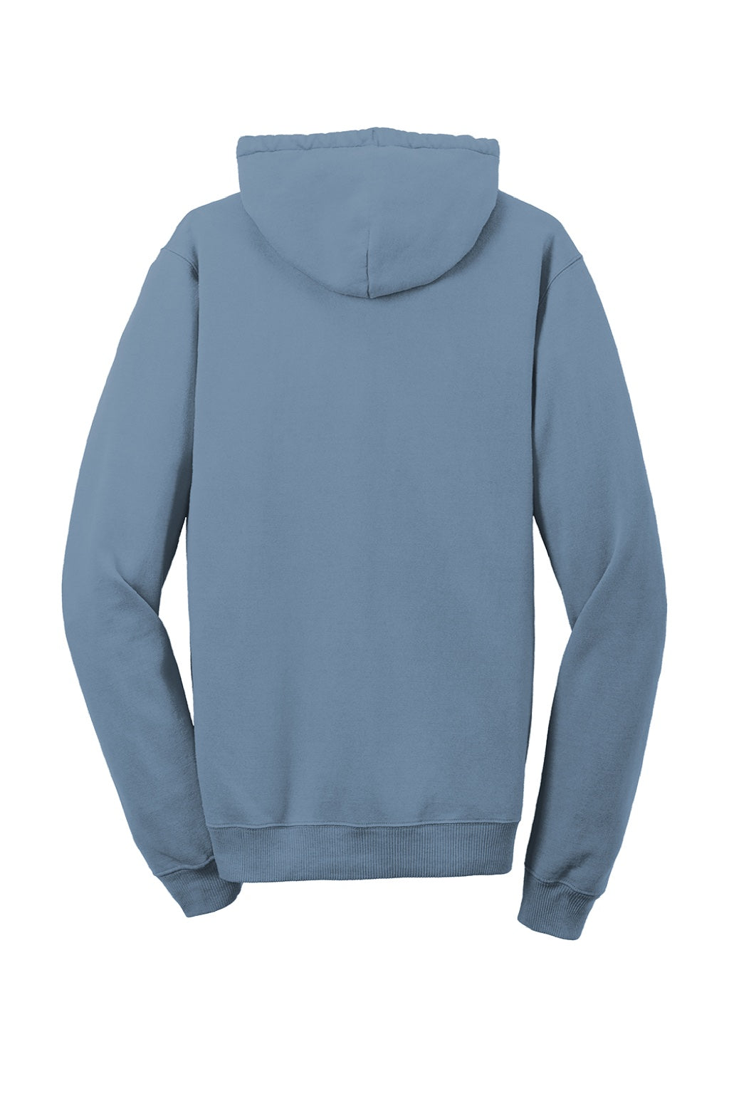 Port & Company PC098H Mens Beach Wash Fleece Hooded Sweatshirt Hoodie w/ Pouch Pocket Denim Blue Flat Back