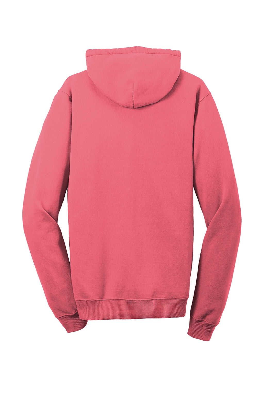 Port & Company PC098H Mens Beach Wash Fleece Hooded Sweatshirt Hoodie w/ Pouch Pocket Fruit Punch Pink Flat Back