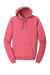 Port & Company PC098H Mens Beach Wash Fleece Hooded Sweatshirt Hoodie w/ Pouch Pocket Fruit Punch Pink Flat Front