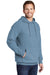 Port & Company PC098H Mens Beach Wash Fleece Hooded Sweatshirt Hoodie w/ Pouch Pocket Mist Blue Model 3q