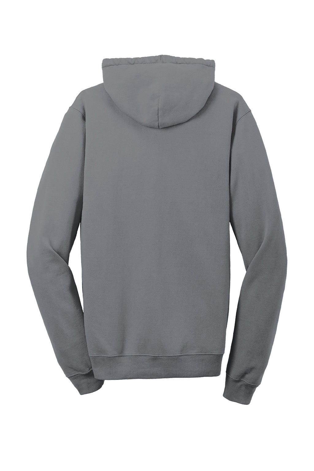 Port & Company PC098H Mens Beach Wash Fleece Hooded Sweatshirt Hoodie w/ Pouch Pocket Pewter Grey Flat Back