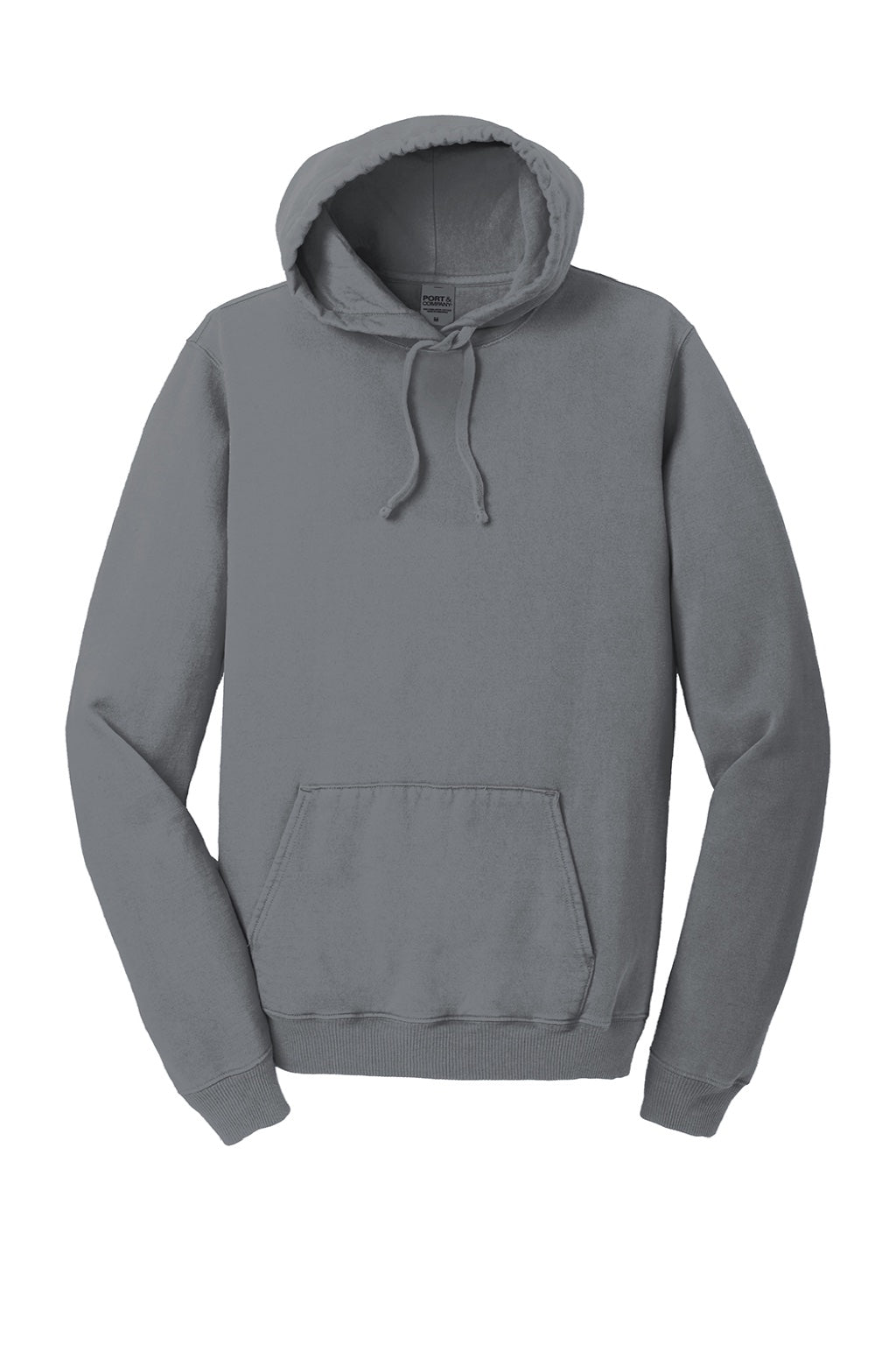 Port & Company PC098H Mens Beach Wash Fleece Hooded Sweatshirt Hoodie w/ Pouch Pocket Pewter Grey Flat Front