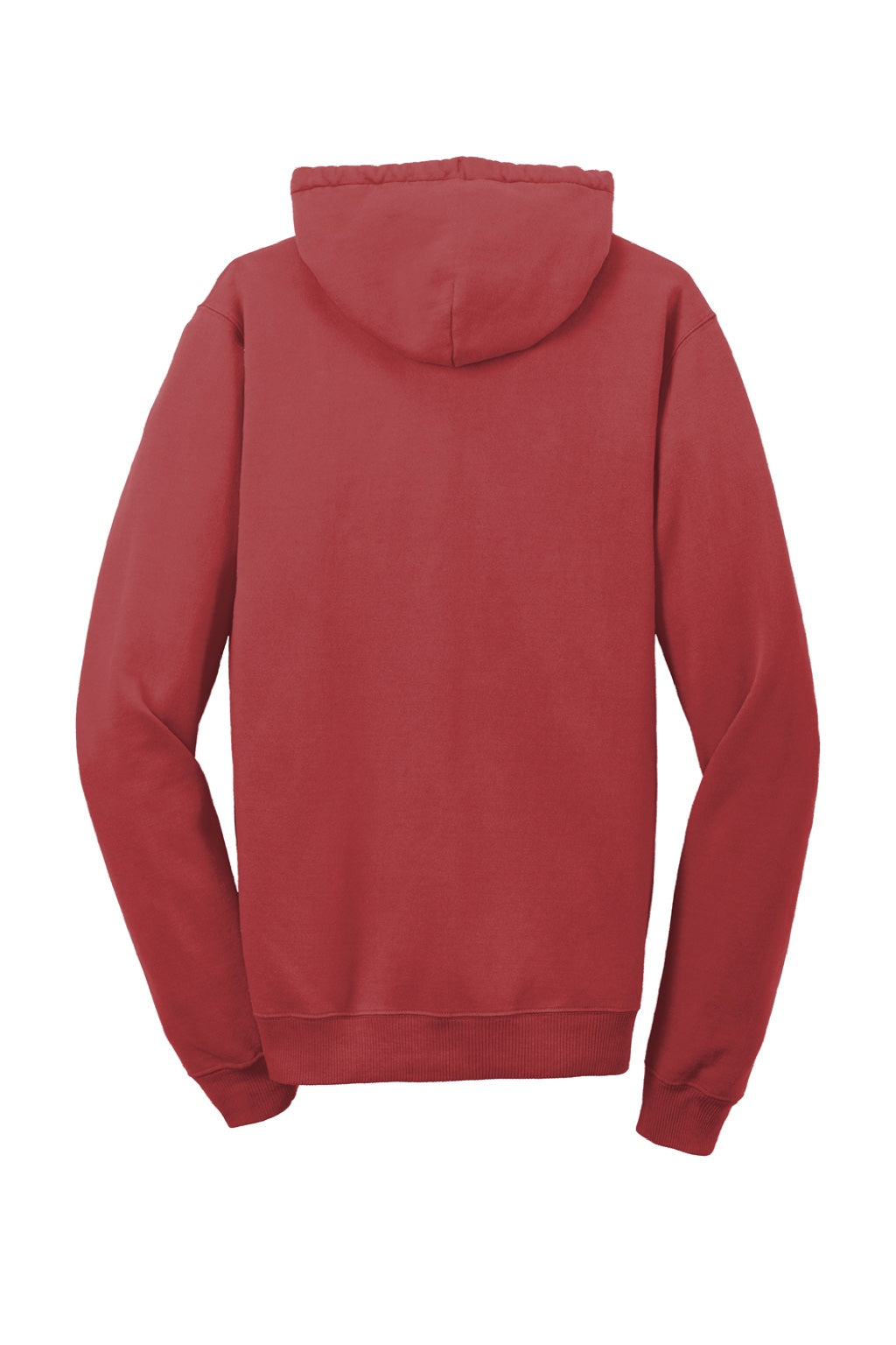 Port & Company PC098H Mens Beach Wash Fleece Hooded Sweatshirt Hoodie w/ Pouch Pocket Rock Red Flat Back