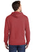 Port & Company PC098H Mens Beach Wash Fleece Hooded Sweatshirt Hoodie w/ Pouch Pocket Rock Red Model Back