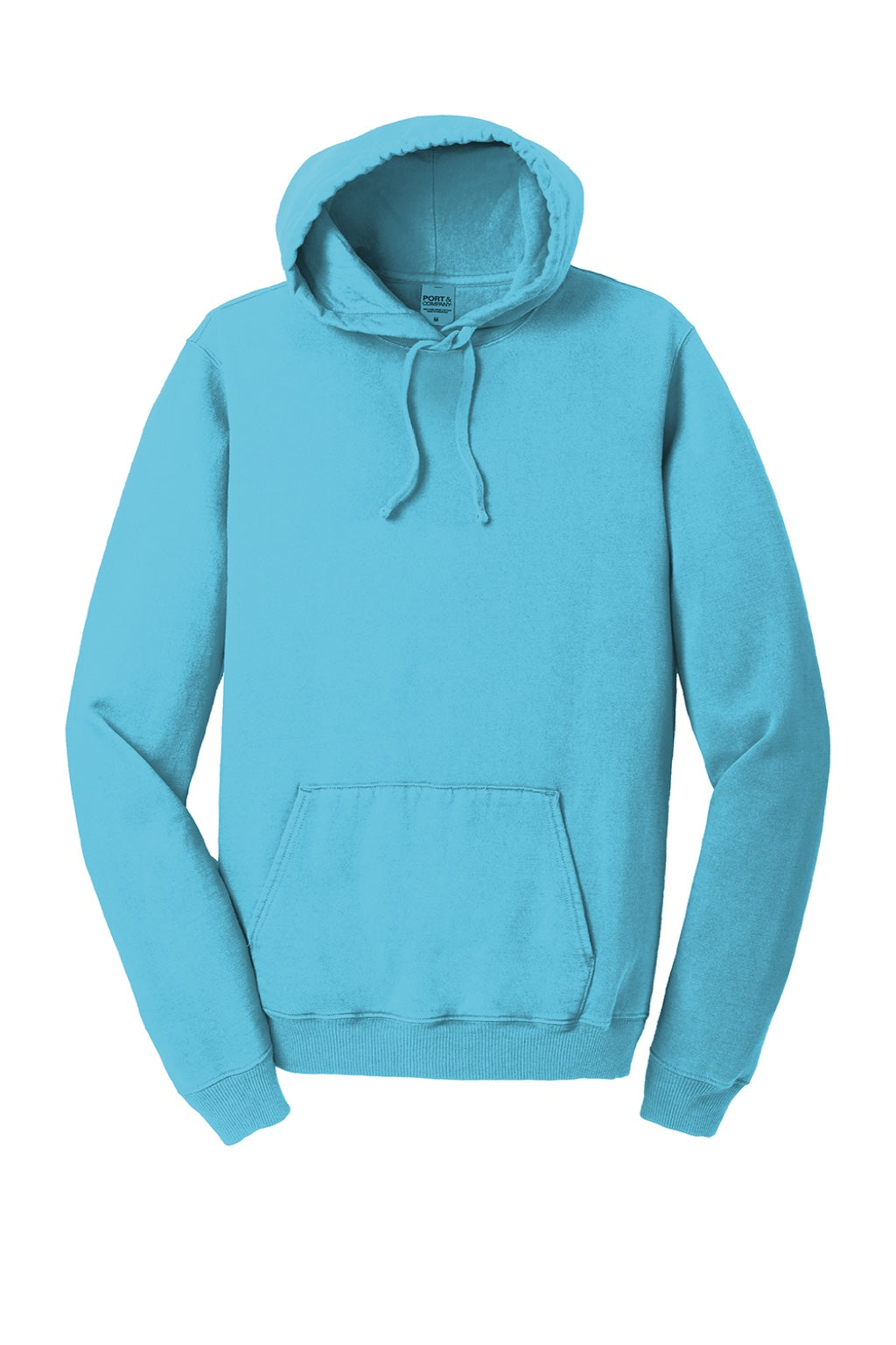 Port & Company PC098H Mens Beach Wash Fleece Hooded Sweatshirt Hoodie w/ Pouch Pocket Tidal Wave Blue Flat Front