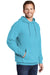 Port & Company PC098H Mens Beach Wash Fleece Hooded Sweatshirt Hoodie w/ Pouch Pocket Tidal Wave Blue Model 3q