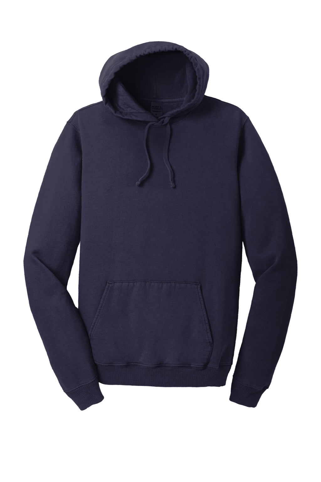 Port & Company PC098H Mens Beach Wash Fleece Hooded Sweatshirt Hoodie w/ Pouch Pocket True Navy Blue Flat Front