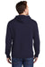 Port & Company PC098H Mens Beach Wash Fleece Hooded Sweatshirt Hoodie w/ Pouch Pocket True Navy Blue Model Back