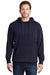 Port & Company PC098H Mens Beach Wash Fleece Hooded Sweatshirt Hoodie w/ Pouch Pocket True Navy Blue Model Front