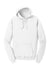 Port & Company PC098H Mens Beach Wash Fleece Hooded Sweatshirt Hoodie w/ Pouch Pocket White Flat Front
