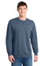 Port & Company PC098 Mens Beach Wash Fleece Crewneck Sweatshirt Denim Blue Model Front