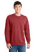 Port & Company PC098 Mens Beach Wash Fleece Crewneck Sweatshirt Rock Red Model Front
