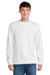 Port & Company PC098 Mens Beach Wash Fleece Crewneck Sweatshirt White Model Front