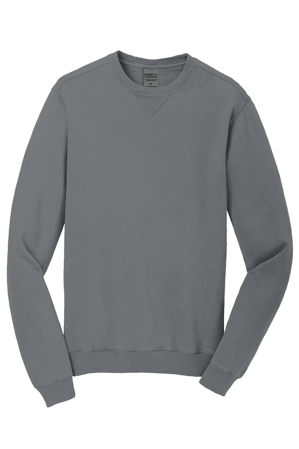Port & Company PC098 Mens Beach Wash Fleece Crewneck Sweatshirt Pewter Grey Flat Front
