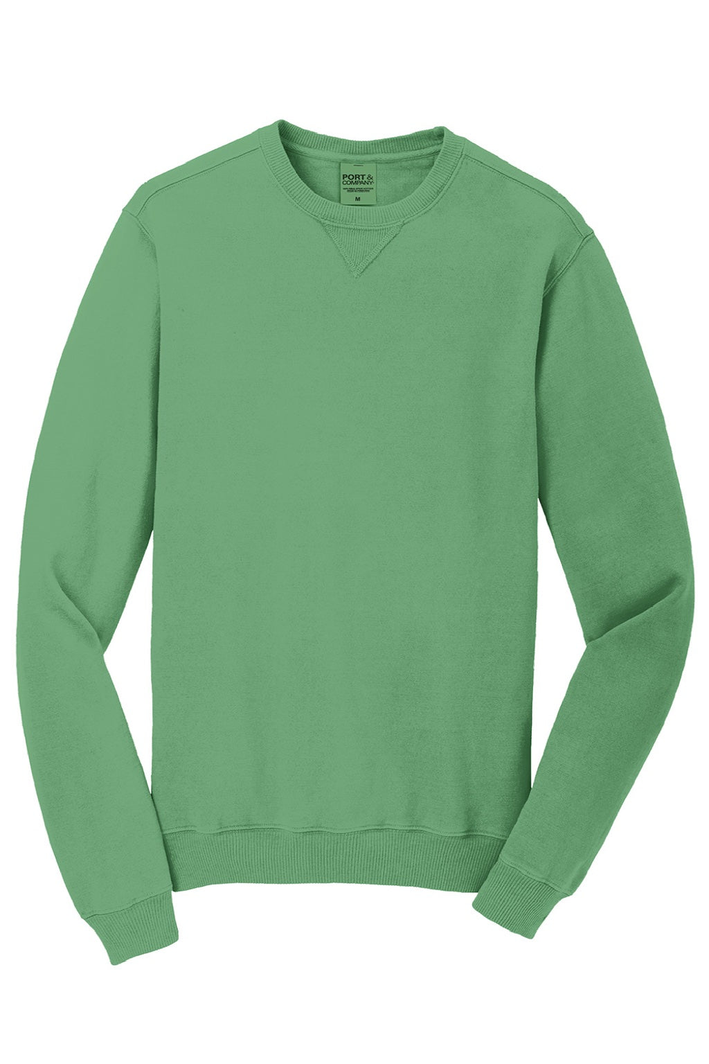 Port & Company PC098 Mens Beach Wash Fleece Crewneck Sweatshirt Safari Green Flat Front