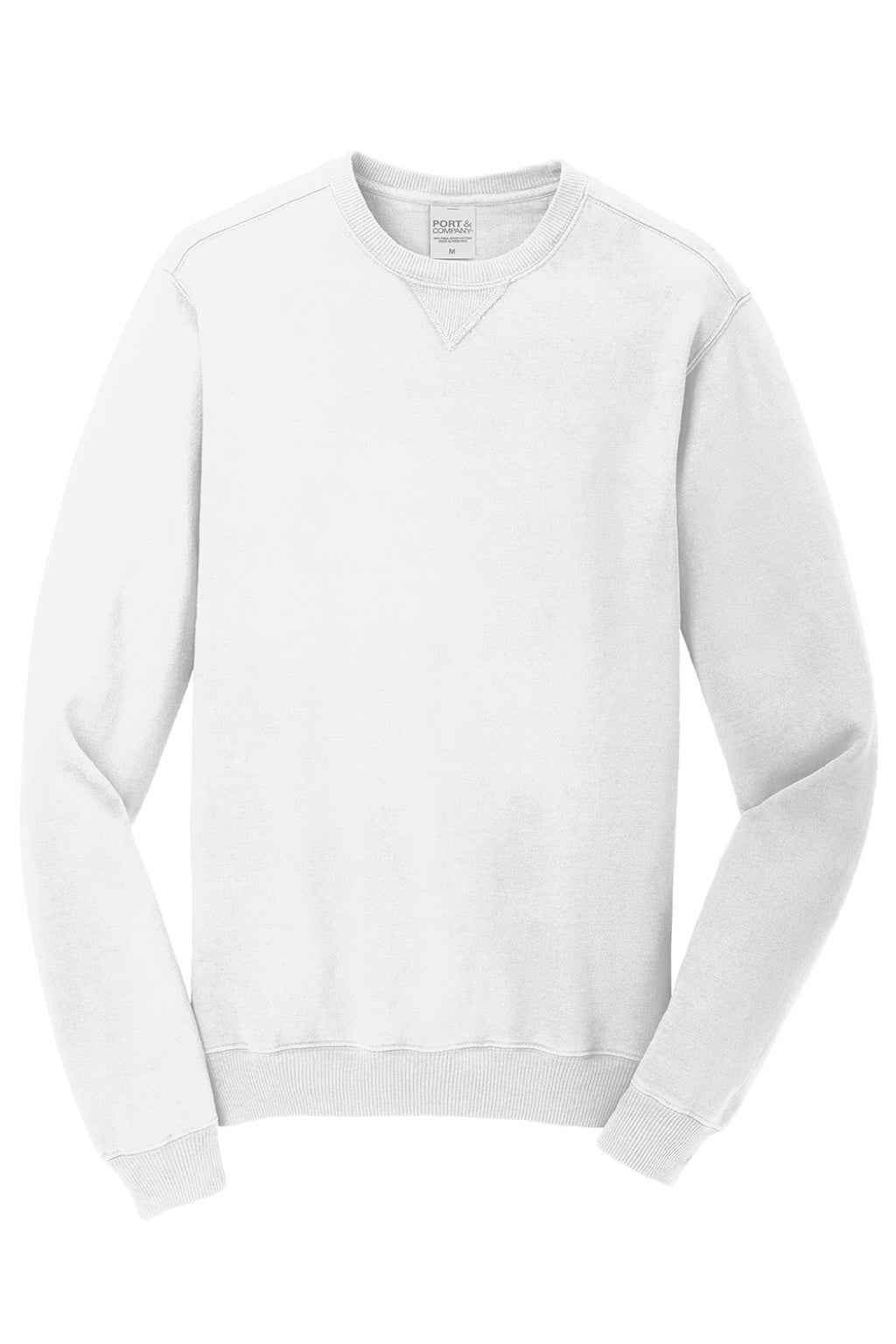 Port & Company PC098 Mens Beach Wash Fleece Crewneck Sweatshirt White Flat Front