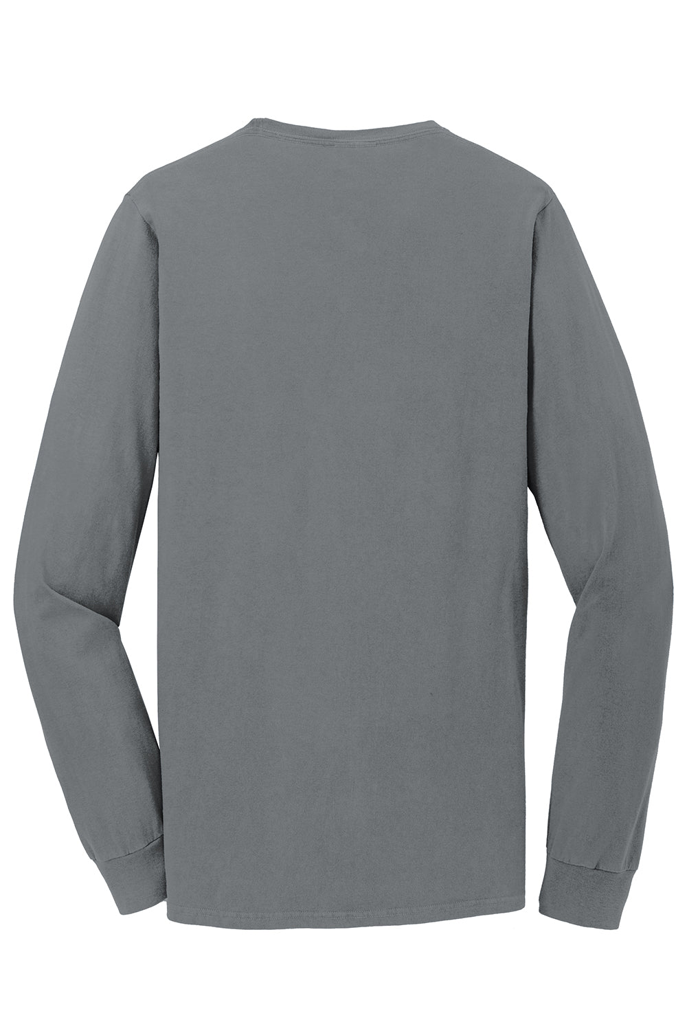 Port & Company PC099LS Mens Beach Wash Long Sleeve Crewneck T-Shirt Pewter Grey Flat Back