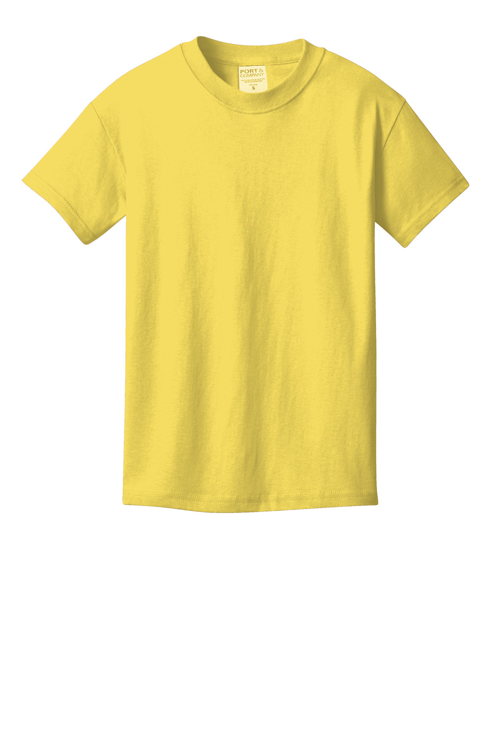 Port & Company PC099Y Youth Beach Wash Short Sleeve Crewneck T-Shirt Popcorn Yellow Flat Front
