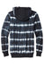 Port & Company PC143 Mens Allover Stripe Tie-Dye Fleece Hooded Sweatshirt Hoodie w/ Pouch Pocket Black/White Flat Back