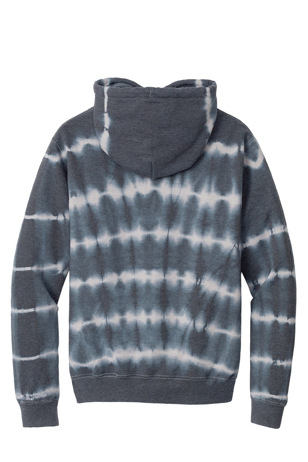 Port & Company PC143 Mens Allover Stripe Tie-Dye Fleece Hooded Sweatshirt Hoodie w/ Pouch Pocket Graphite Grey/Light Grey Flat Back