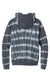 Port & Company PC143 Mens Allover Stripe Tie-Dye Fleece Hooded Sweatshirt Hoodie w/ Pouch Pocket Graphite Grey/Light Grey Flat Back