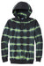 Port & Company PC143 Mens Allover Stripe Tie-Dye Fleece Hooded Sweatshirt Hoodie w/ Pouch Pocket Green Tea/Black Flat Front