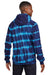 Port & Company PC143 Mens Allover Stripe Tie-Dye Fleece Hooded Sweatshirt Hoodie w/ Pouch Pocket Turquoise Blue/Team Navy Blue Model Back
