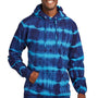 Port & Company Mens Allover Stripe Tie-Dye Fleece Hooded Sweatshirt Hoodie w/ Pouch Pocket - Turquoise Blue/Team Navy Blue