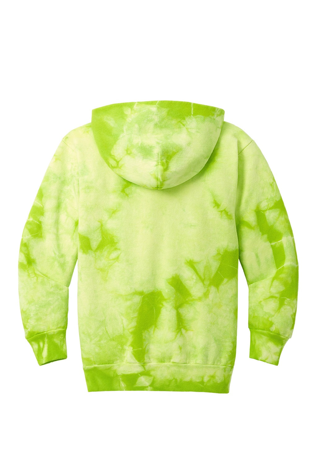 Port & Company PC144Y Youth Crystal Tie-Dye Hooded Sweatshirt Hoodie w/ Pouch Pocket Lemon Lime Flat Back