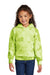 Port & Company PC144Y Youth Crystal Tie-Dye Hooded Sweatshirt Hoodie w/ Pouch Pocket Lemon Lime Model Front