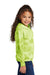 Port & Company PC144Y Youth Crystal Tie-Dye Hooded Sweatshirt Hoodie w/ Pouch Pocket Lemon Lime Model Side