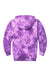 Port & Company PC144Y Youth Crystal Tie-Dye Hooded Sweatshirt Hoodie w/ Pouch Pocket Purple Flat Back