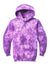 Port & Company PC144Y Youth Crystal Tie-Dye Hooded Sweatshirt Hoodie w/ Pouch Pocket Purple Flat Front