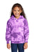 Port & Company PC144Y Youth Crystal Tie-Dye Hooded Sweatshirt Hoodie w/ Pouch Pocket Purple Model Front