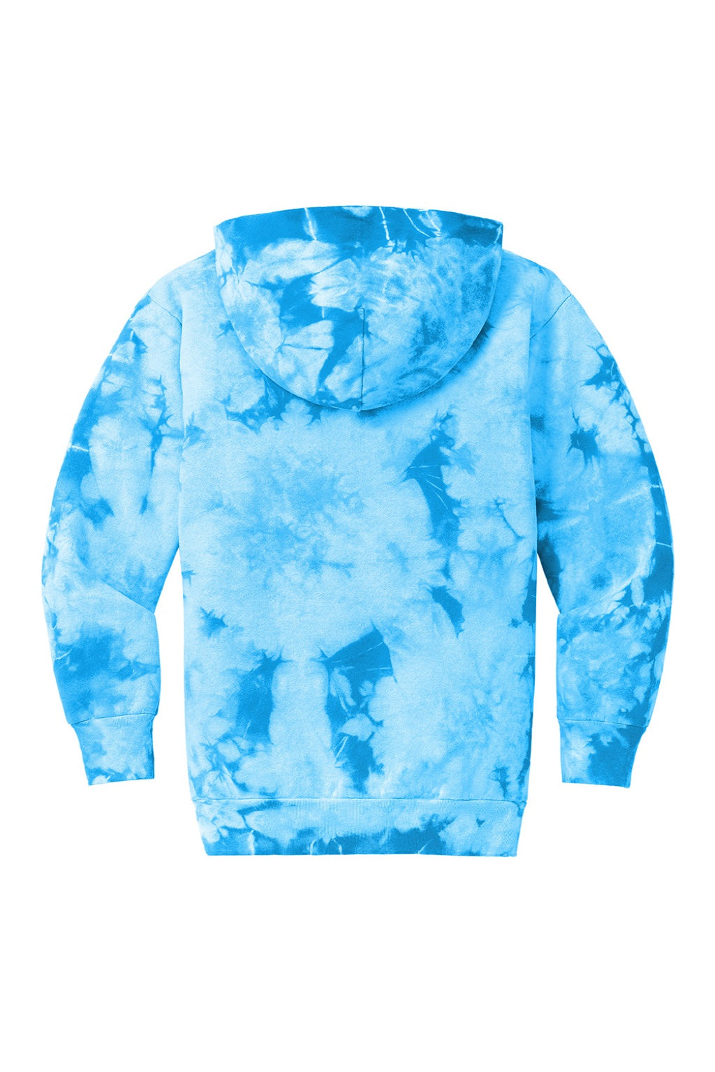 Port & Company PC144Y Youth Crystal Tie-Dye Hooded Sweatshirt Hoodie w/ Pouch Pocket Sky Blue Flat Back