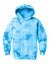 Port & Company PC144Y Youth Crystal Tie-Dye Hooded Sweatshirt Hoodie w/ Pouch Pocket Sky Blue Flat Front
