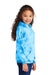 Port & Company PC144Y Youth Crystal Tie-Dye Hooded Sweatshirt Hoodie w/ Pouch Pocket Sky Blue Model Side