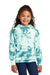 Port & Company PC144Y Youth Crystal Tie-Dye Hooded Sweatshirt Hoodie w/ Pouch Pocket Teal Green Model Front