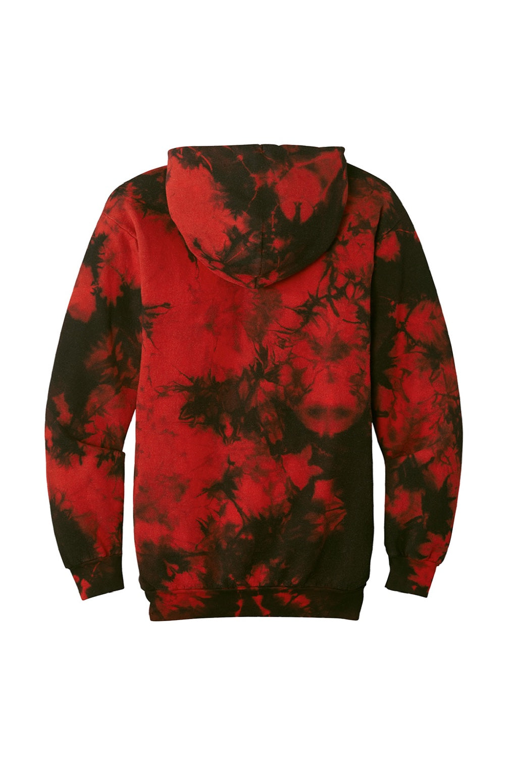 Port Company Mens Crystal Tie-Dye Hooded Sweatshirt Hoodie w/ Pouch Pocket Black/Red