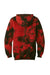 Port & Company PC144 Mens Crystal Tie-Dye Hooded Sweatshirt Hoodie w/ Pouch Pocket Black/Red Flat Back