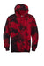 Port & Company PC144 Mens Crystal Tie-Dye Hooded Sweatshirt Hoodie w/ Pouch Pocket Black/Red Flat Front