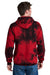 Port & Company PC144 Mens Crystal Tie-Dye Hooded Sweatshirt Hoodie w/ Pouch Pocket Black/Red Model Back