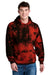 Port & Company PC144 Mens Crystal Tie-Dye Hooded Sweatshirt Hoodie w/ Pouch Pocket Black/Red Model Front