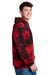 Port & Company PC144 Mens Crystal Tie-Dye Hooded Sweatshirt Hoodie w/ Pouch Pocket Black/Red Model Side