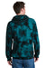Port & Company PC144 Mens Crystal Tie-Dye Hooded Sweatshirt Hoodie w/ Pouch Pocket Black/Teal Green Model Back