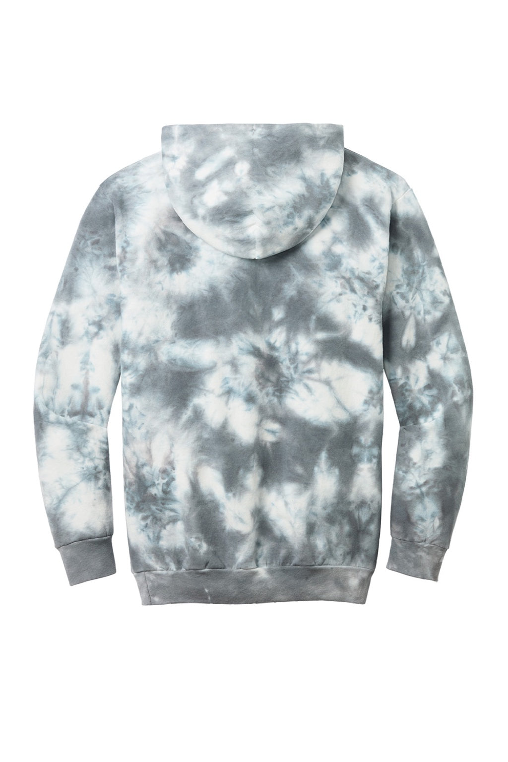 Port & Company PC144 Mens Crystal Tie-Dye Hooded Sweatshirt Hoodie w/ Pouch Pocket Grey Flat Back