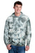Port & Company PC144 Mens Crystal Tie-Dye Hooded Sweatshirt Hoodie w/ Pouch Pocket Grey Model Front
