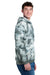 Port & Company PC144 Mens Crystal Tie-Dye Hooded Sweatshirt Hoodie w/ Pouch Pocket Grey Model Side