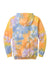 Port & Company PC144 Mens Crystal Tie-Dye Hooded Sweatshirt Hoodie w/ Pouch Pocket Sherbet Orange Flat Back
