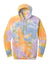 Port & Company PC144 Mens Crystal Tie-Dye Hooded Sweatshirt Hoodie w/ Pouch Pocket Sherbet Orange Flat Front